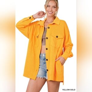 Zenana Team Spirit Shacket Oversized With Pockets High-low Hem